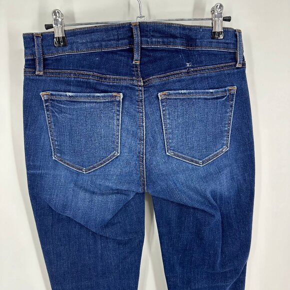 3/$25 LOFT Modern Skinny Jeans 25 Raw Frayed Hem Stretchy Medium Wash Blue Denim - Picture 6 of 7